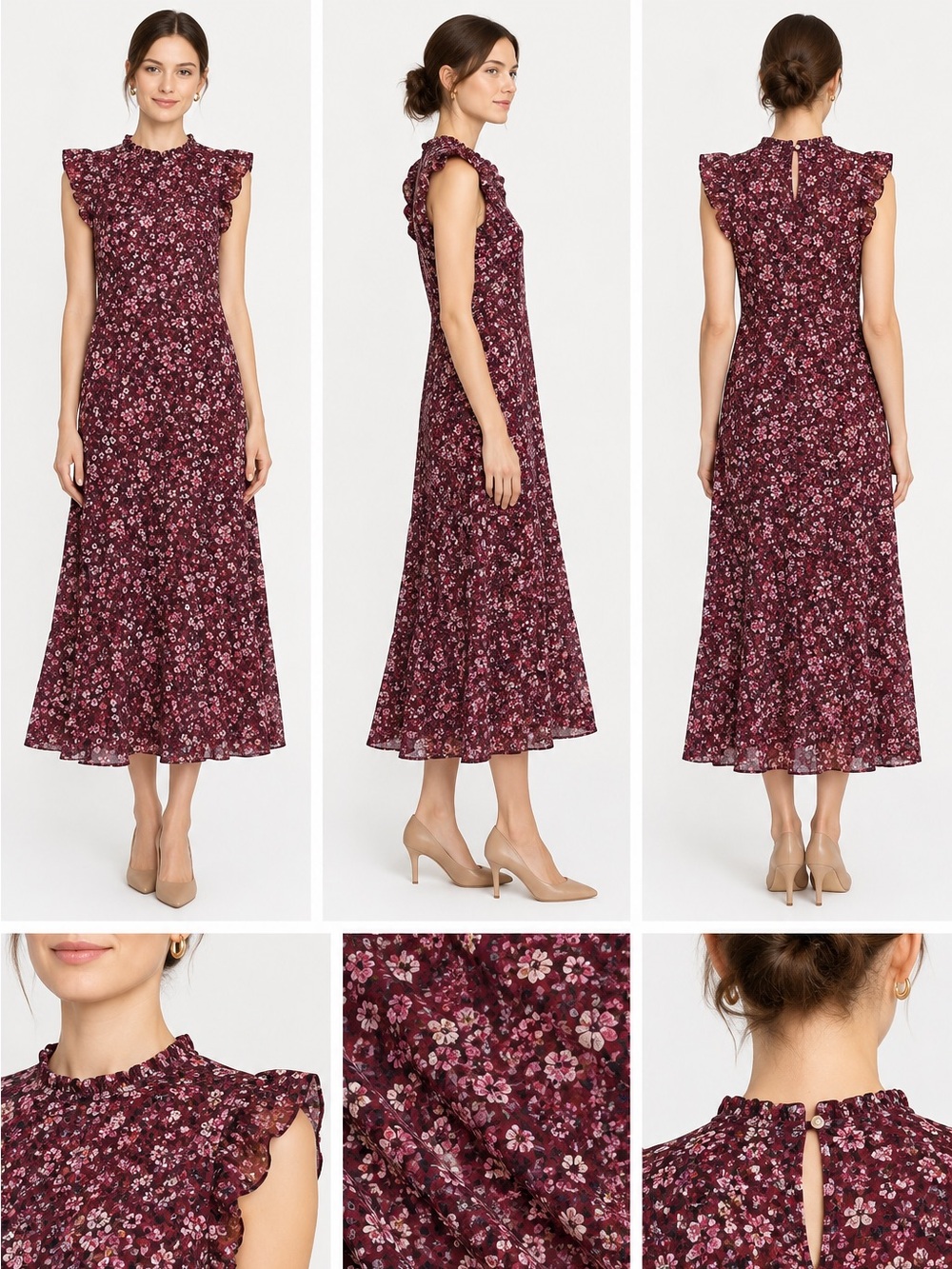 Melloday Tiered Pink Floral Maxi Dress